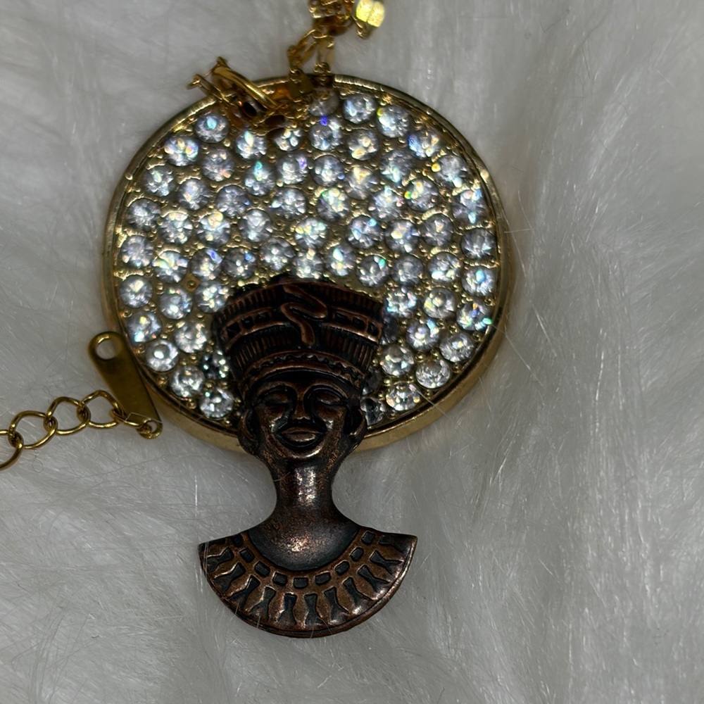 Upcycled Vintage Ethnic Gold Tone Pendent Necklace